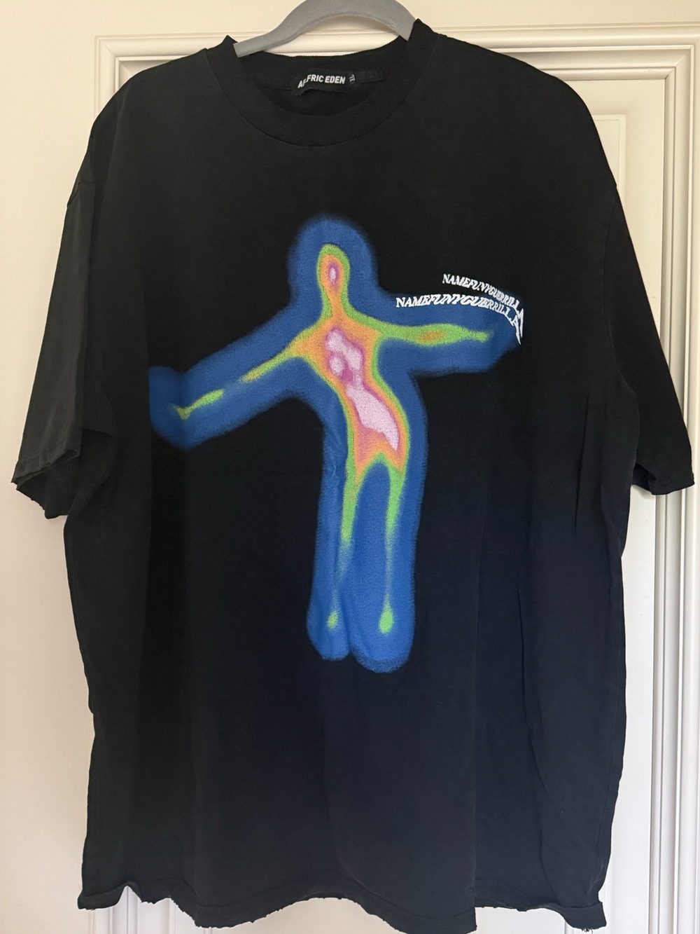 AFRIC EDEN Graphic Oversized T-Shirt XL Black Streetwear Thermal Body Tee - Picture 2 of 7